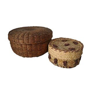 2 Vintage Wicker Sewing Basket Baskets   1950s